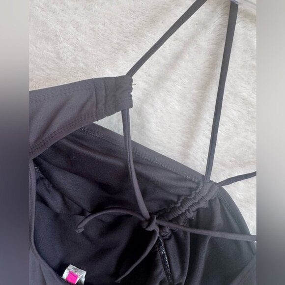 Ocean Pacific OP Vintage Palm Trees Beach Print Neon Halter Pads Bra Swim Suit L - Picture 6 of 16